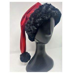 Red Metallic Santa Hat w/Black Trim